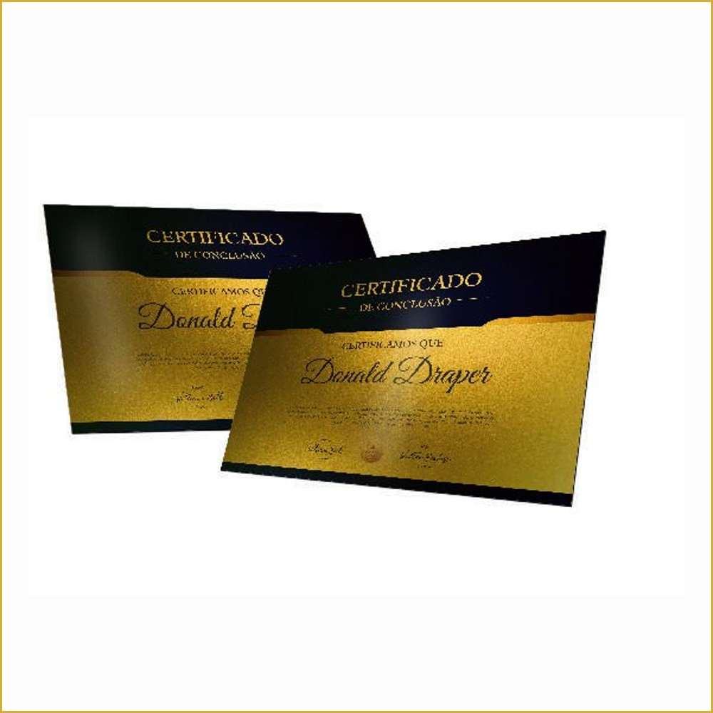 Certificados — COUCHE BRILHO - DIGITAL - 250g — 300 x 210 — Cor 4X0 (50 unids.)