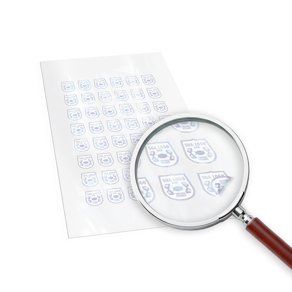 [EA2TB] Adesivos — Etiquetas corte especial — Bopp transparente com tinta branca (45x51mm · Impressão 4×0 · 250 un. · EA2TB)