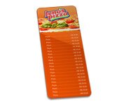 Cardapios — Cardapios personalizados — Plastificados — Plástico compacto 005mm — 150x445mm