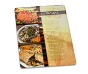 Cardapios — Cardapios personalizados — Plastificados — Plástico compacto 005mm — 300x420mm