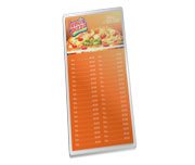 Cardapios — Cardapios personalizados — Plastificados — Plastificacao rigida 010mm — Couche 150g — 105x300mm