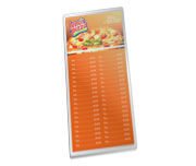 Cardapios — Cardapios personalizados — Plastificados — Plastificacao rigida 010mm — Couche 150g — 150x445mm