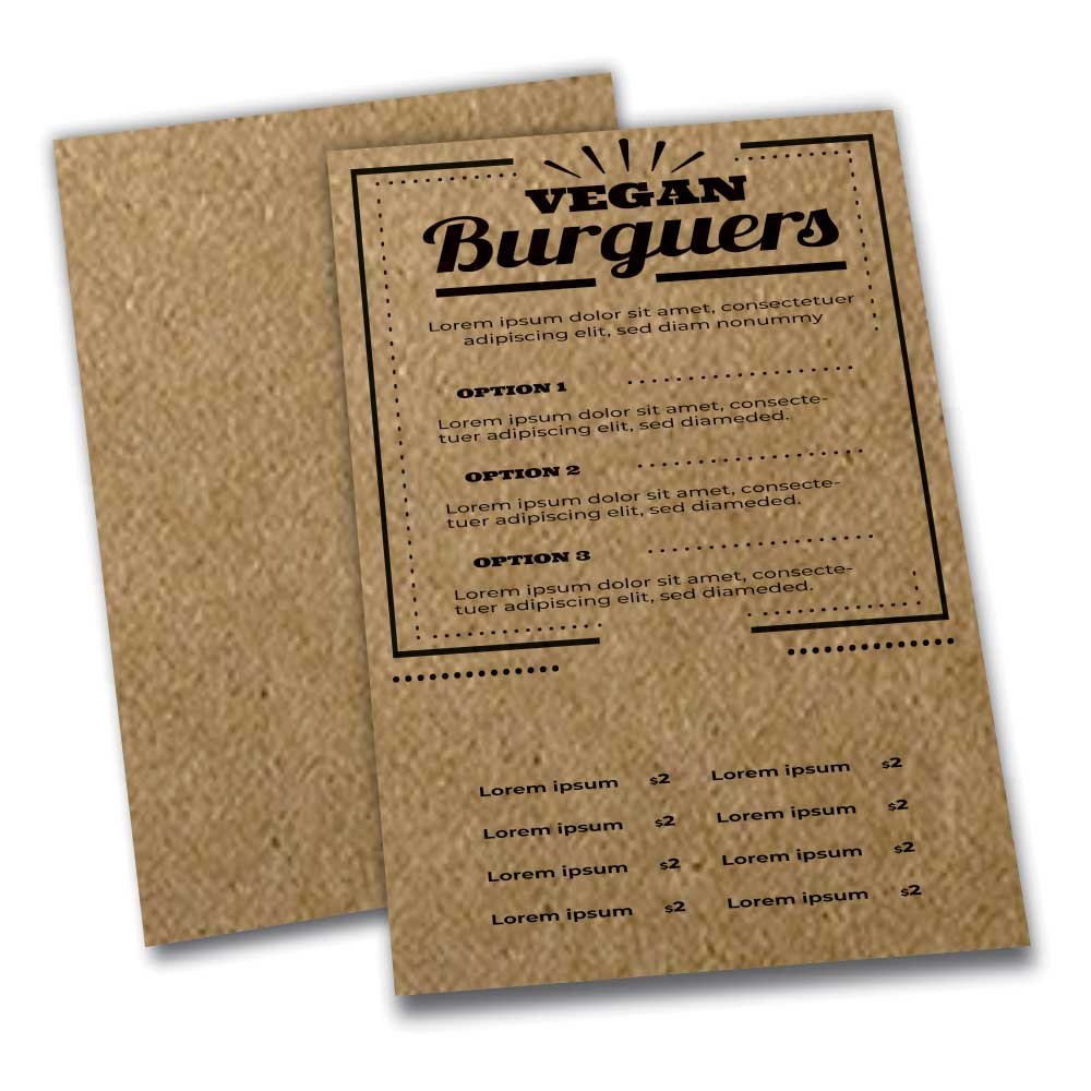 Cardapios — Cardapios personalizados — Simples — Kraft 250g — 300x420mm
