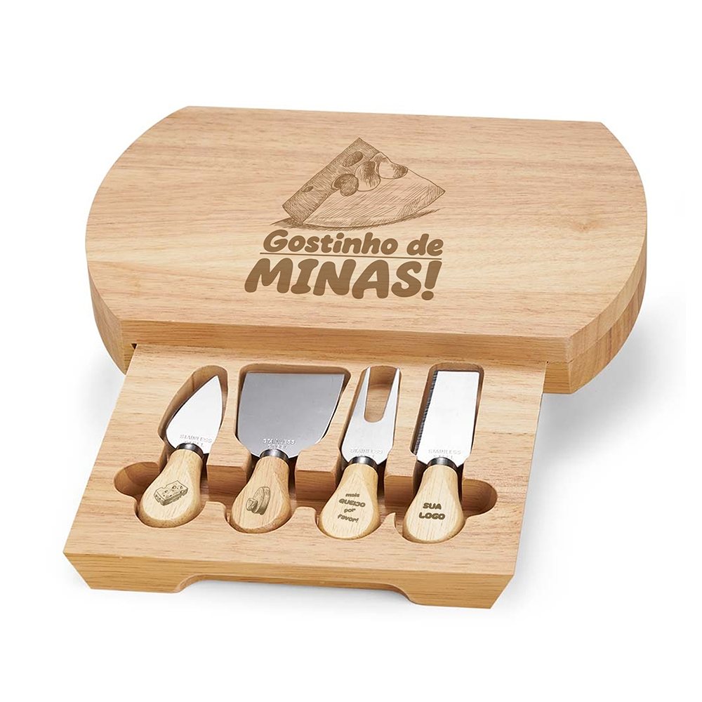 [GIFT2919] Kit queijo — Estojo gaveta com 4 pecas (Impressão 1×0 · 05 un. · 135 x 160 · GIFT2919)