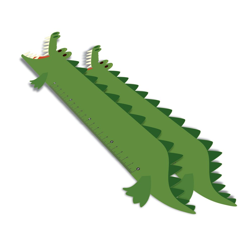 [RPVC1BC2] Reguas — PVC 050mm premium — Branco — Infantil — Modelo jacare — 20cm (Impressão 4×0 · 04 un. · 100 x 407 · RPVC1BC2)