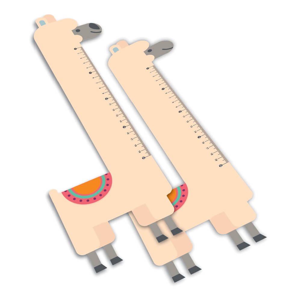 [RPVC16BC4] Reguas — PVC 050mm premium — Branco — Infantil — Modelo lhama (30cm · Impressão 4×0 · 30 un. · 165 x 405 · RPVC16BC4)