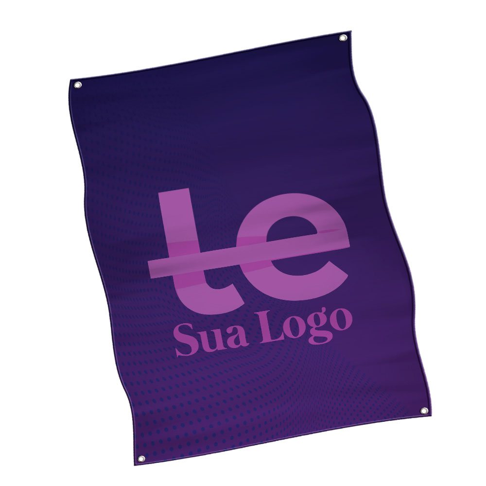 Bandeiras — Tecido oxford — Costura linha branca overlock com ilhos