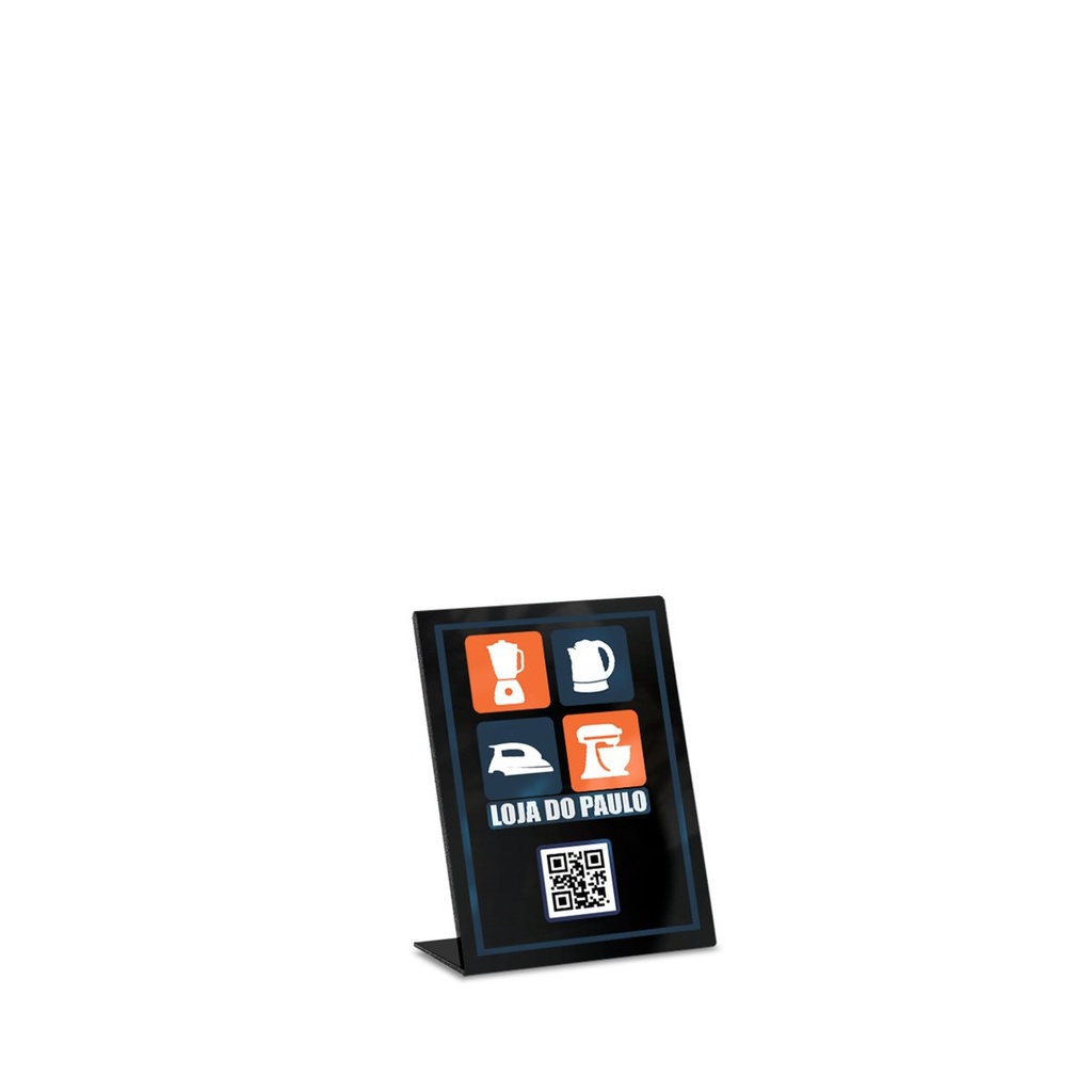[PLACPIX067] Placas — Placa de qr code pix — Impressão UV — Acrílico preto 3mm (100x150mm · Impressão 4×0 · 10 un. · PLACPIX067)