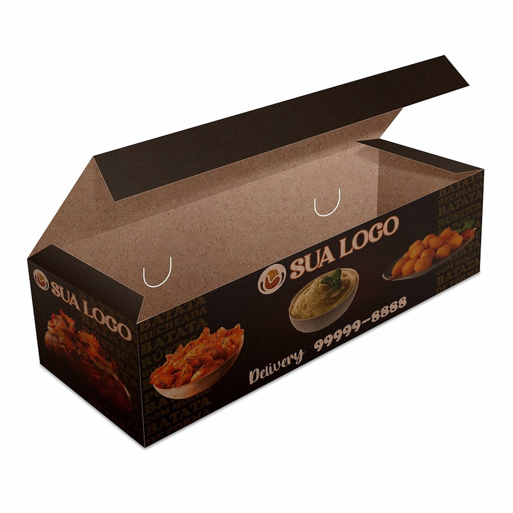 [CDKB75] Delivery — Embalagens para delivery — Kraft 250g — Batata frita rustica e recheada — Laminacao interna (Impressão 4×0 · 100 un. · 480 x 330 · CDKB75)
