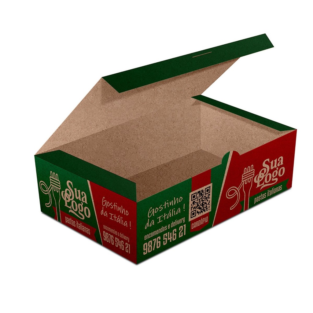 [CDKB39] Delivery — Embalagens para delivery — Kraft 250g — Massas — Pequena (Impressão 4×0 · 100 un. · 330 x 480 · CDKB39)