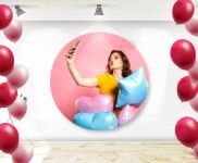 [PFRTO6] Painel de festa — Elastano — Redondo — Com elastico para painel (1000x1000mm · Impressão 4×0 · PFRTO6)