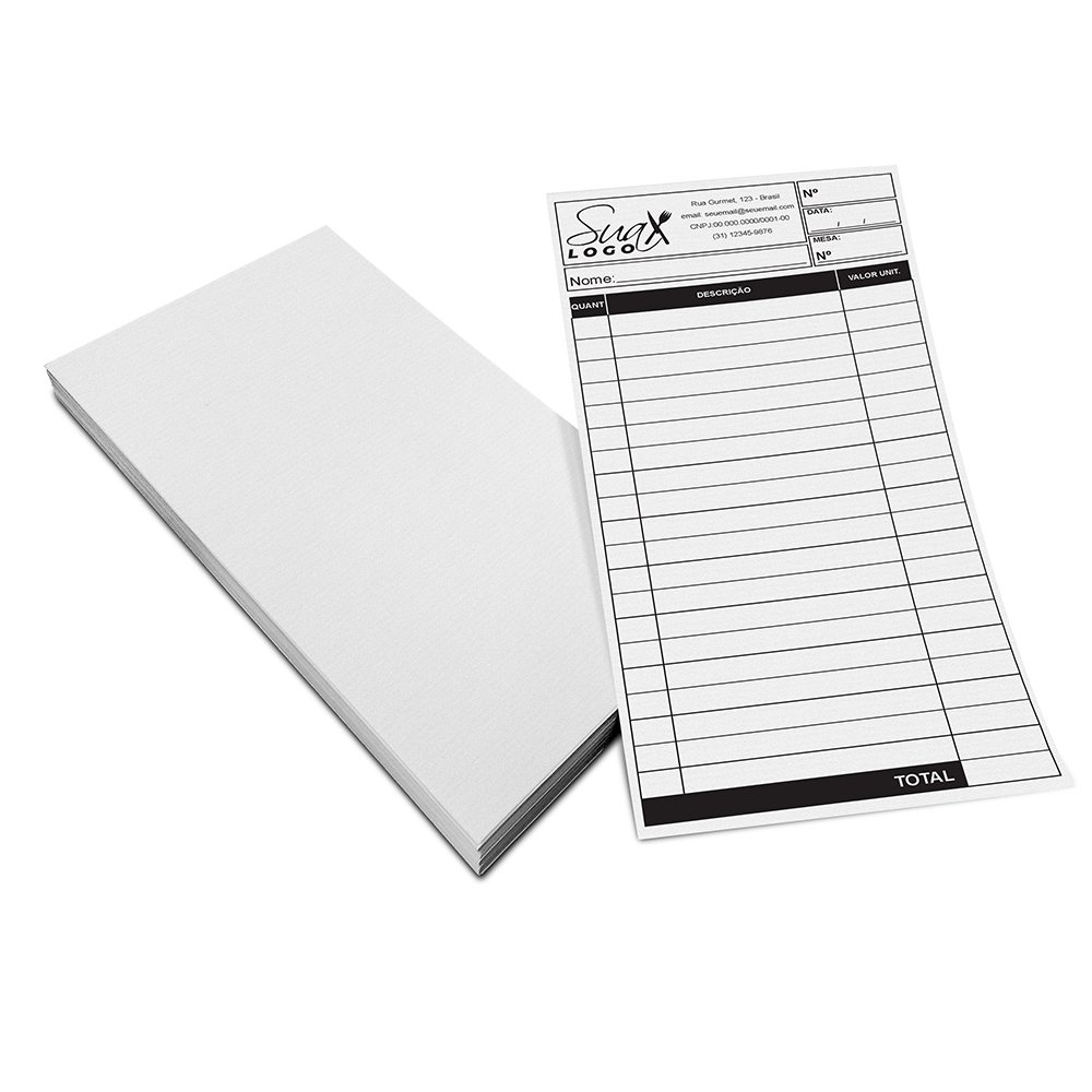 [T006] Comandas — Apergaminhado 75g (100x210mm · Impressão 1×0 · 1000 un. · T006)