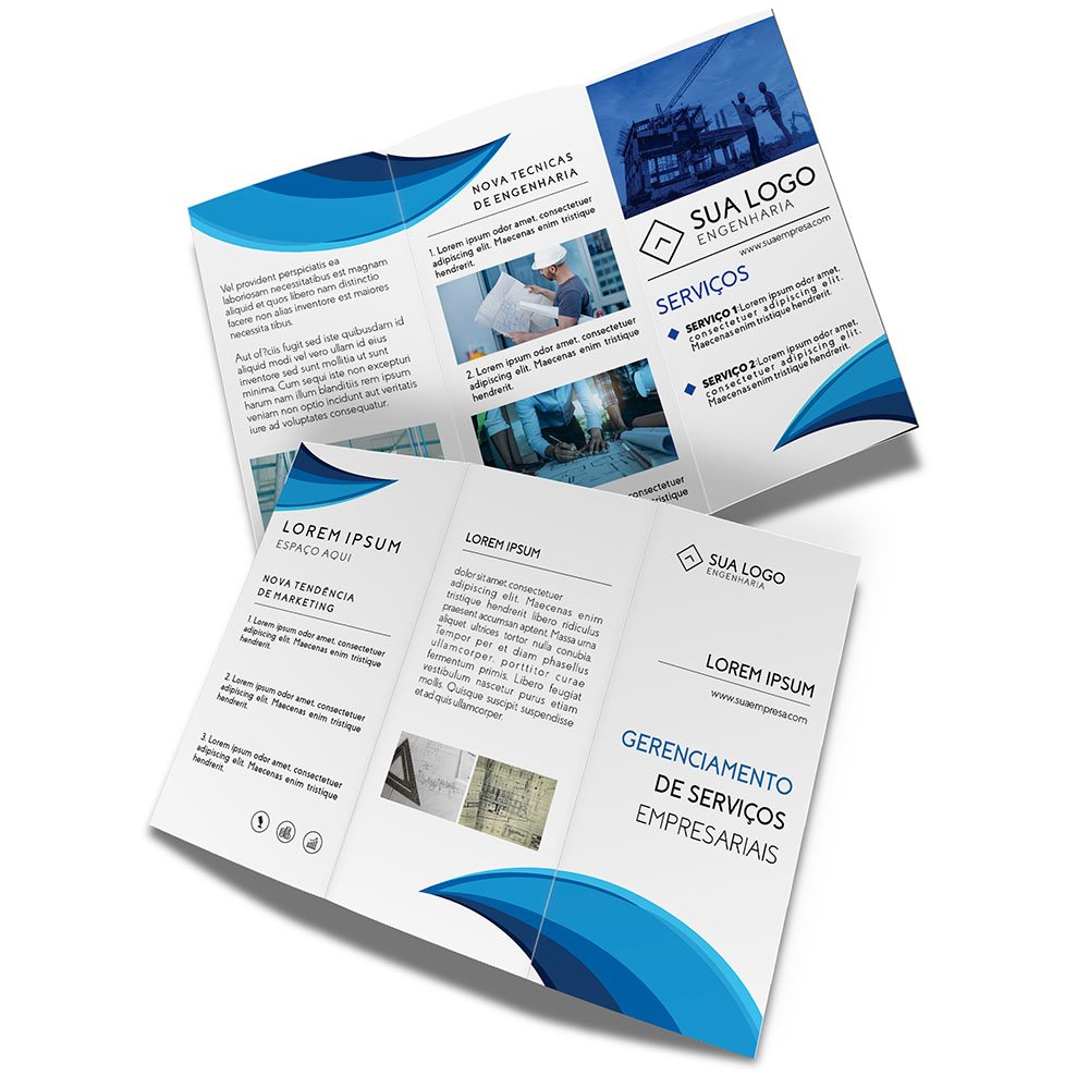[FOLD00043] Folders e mala direta — Apergaminhado 150g — Sem verniz (300x210mm · 2 dobras · Impressão 4×4 · 1000 un. · FOLD00043)