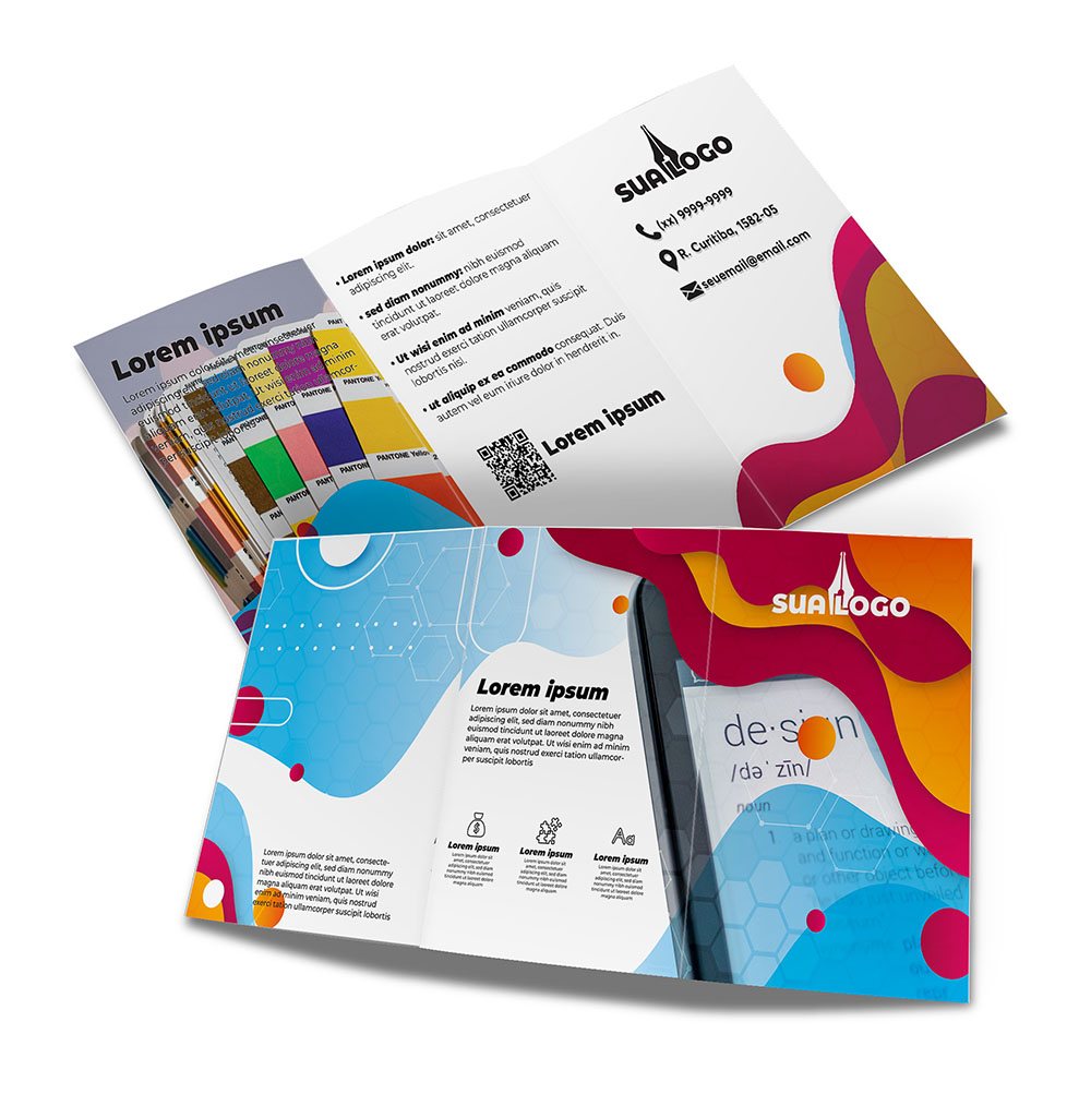 [FOLD00025] Folders e mala direta — Couche 150g — Sem verniz (300x150mm · 2 dobras · Impressão 4×4 · 1000 un. · FOLD00025)