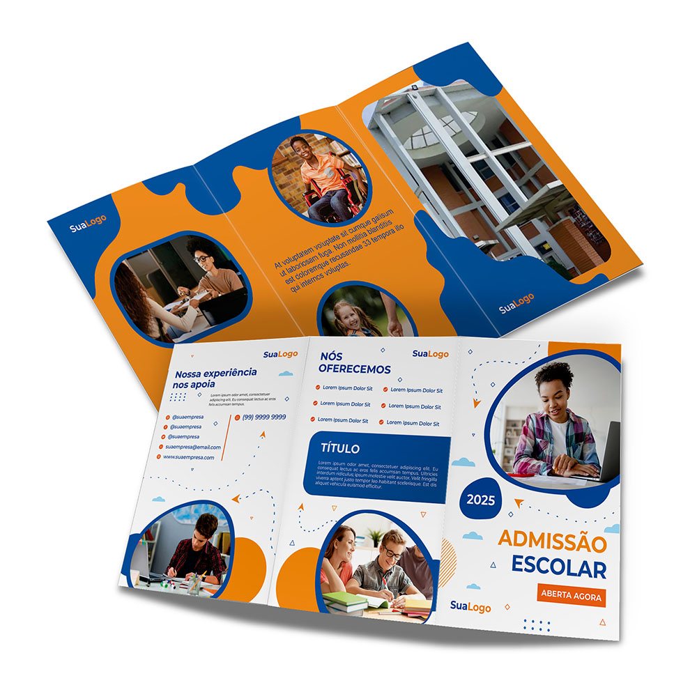 [FOLD00028] Folders e mala direta — Couche 70g — Sem verniz (300x150mm · 2 dobras · Impressão 4×4 · 1000 un. · FOLD00028)