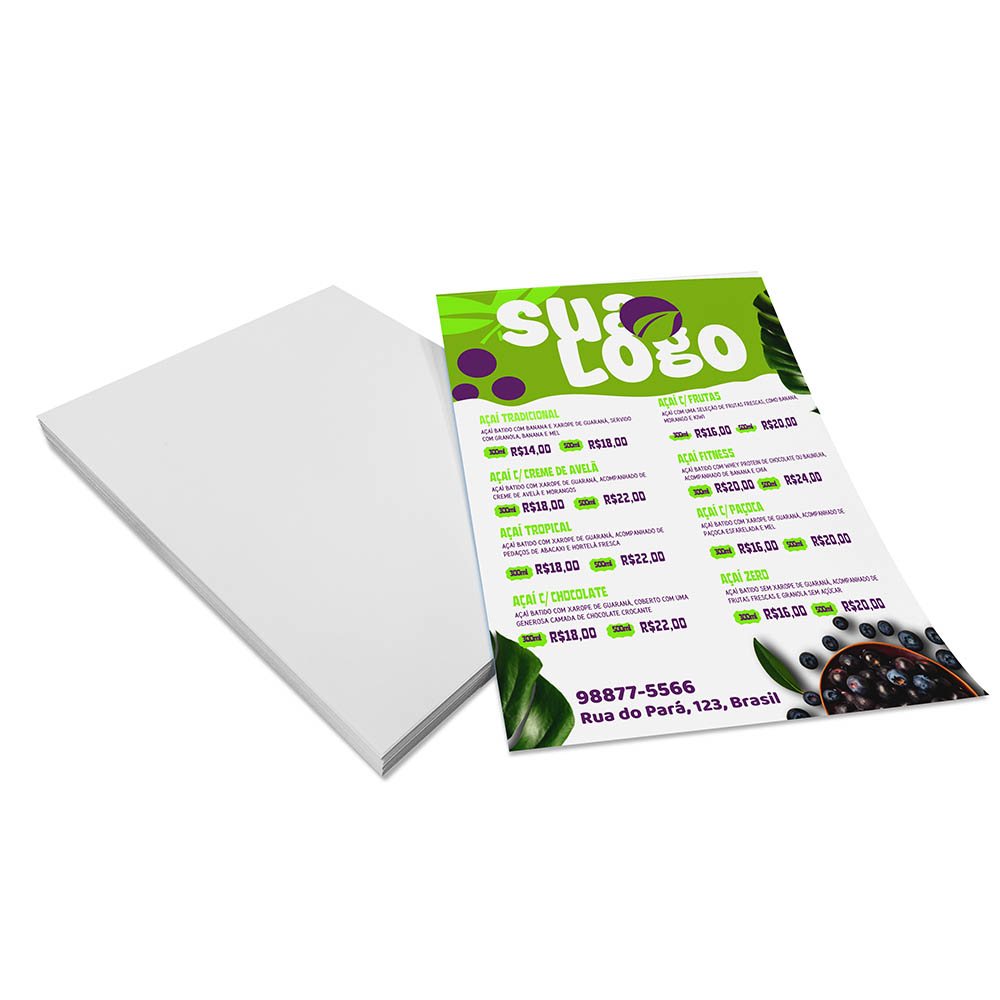Panfletos flyers e folhetos — Apergaminhado 180g — 210x300mm