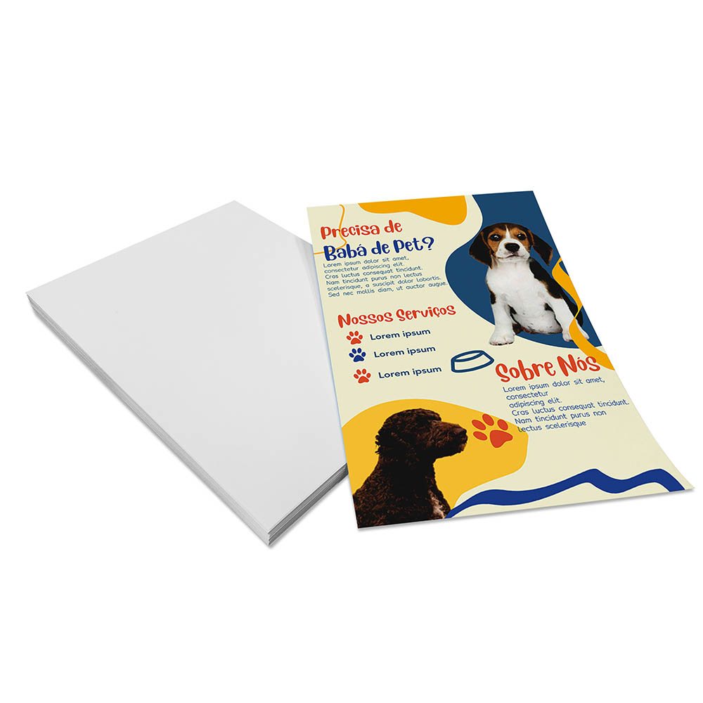 [PD843] Panfletos flyers e folhetos — Couche 115g — Sem verniz — 200x300mm (Impressão 4×0 · 100 un. · 200 x 300 · PD843)