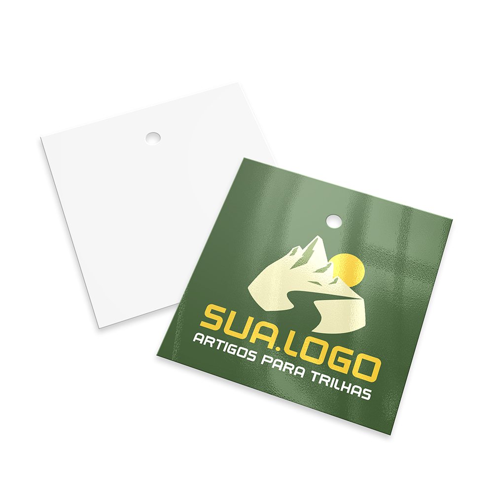 Tags — Tags padrão furo — Couche 250g — Verniz UV — Verniz UV total frente — 45x51mm