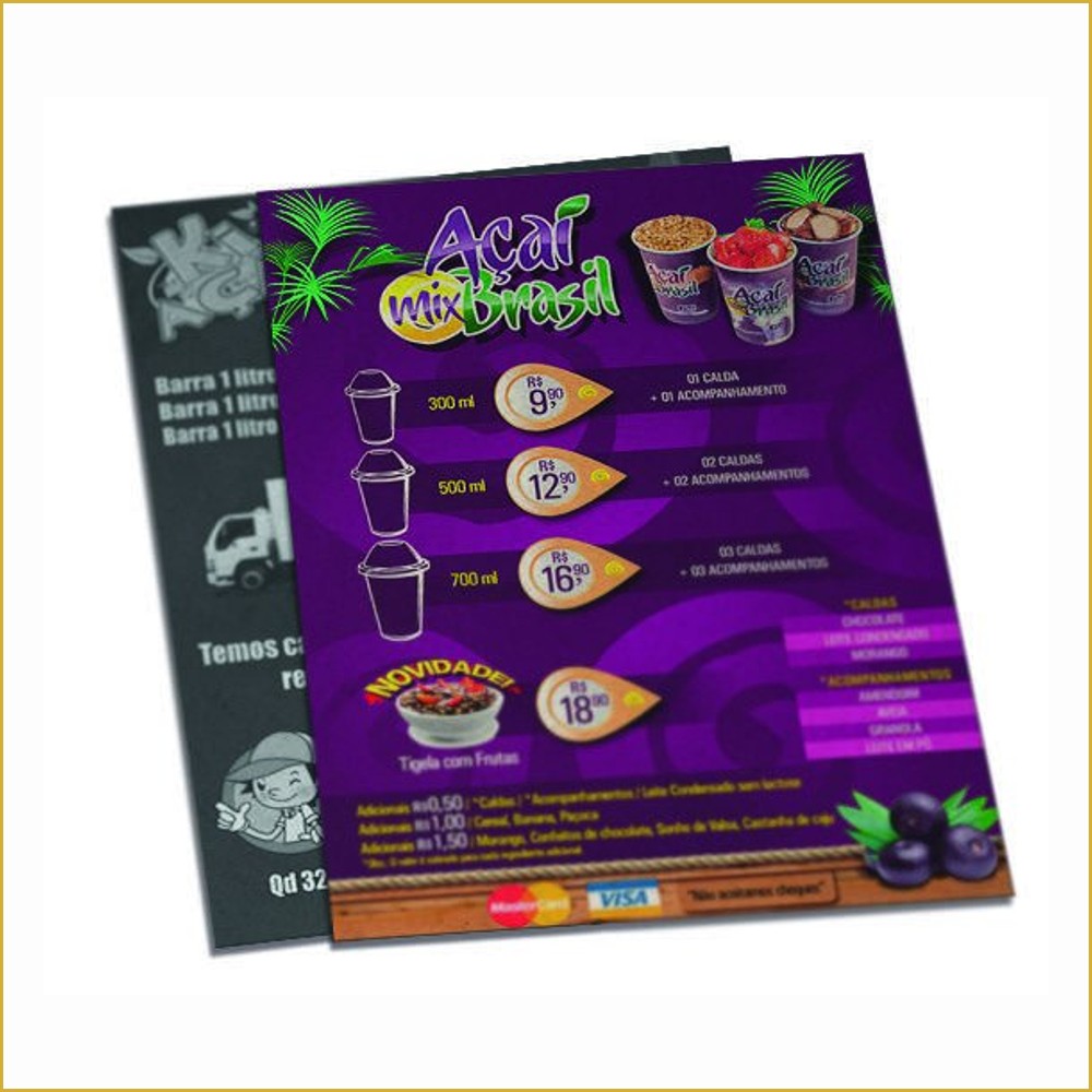 Cardápios — APERGAMINHADO - 180g — 210 x 300 — Cor 4X4 (50 unids.)